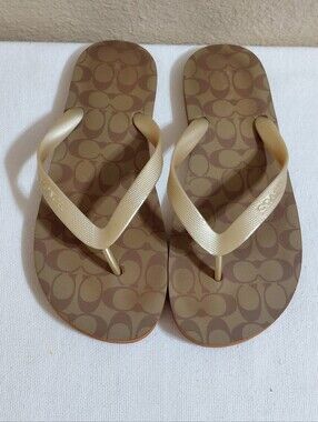 Coach Gold Jelly Flip Flops Size 9